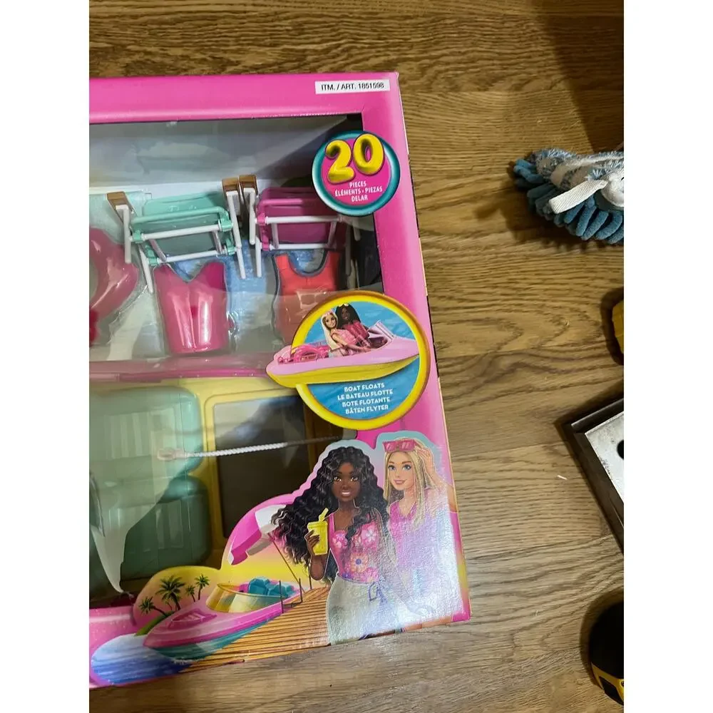 Barbie Lake Adventure Playset Ski Boat 20+ Accessories Dolls Chairs Life Vests